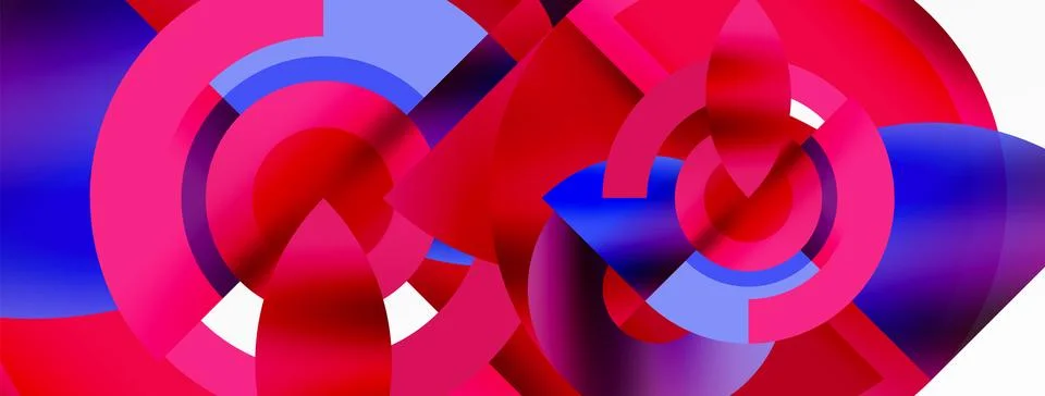 Round elements and circles geometric minimal composition background. Vector Illustrazione stock