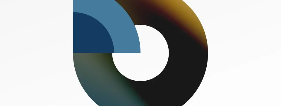 Round elements and circles geometric minimal composition background. Vector Illustrazione stock