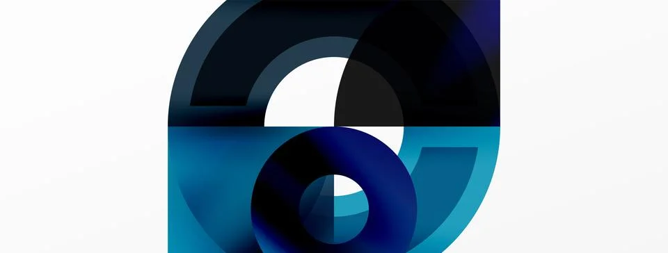Round elements and circles geometric minimal composition background. Vector Stock Illustration