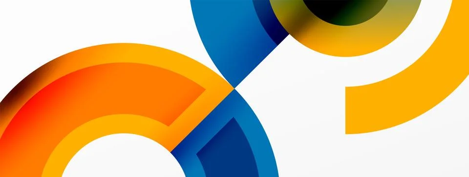 Round elements and circles geometric minimal composition background. Vector Illustrazione stock