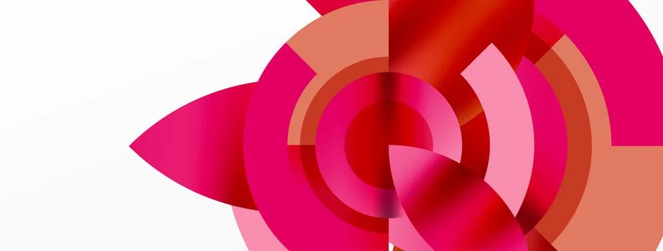 Round elements and circles geometric minimal composition background. Vector Illustrazione stock