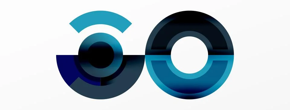 Round elements and circles geometric minimal composition background. Vector Stock Illustration