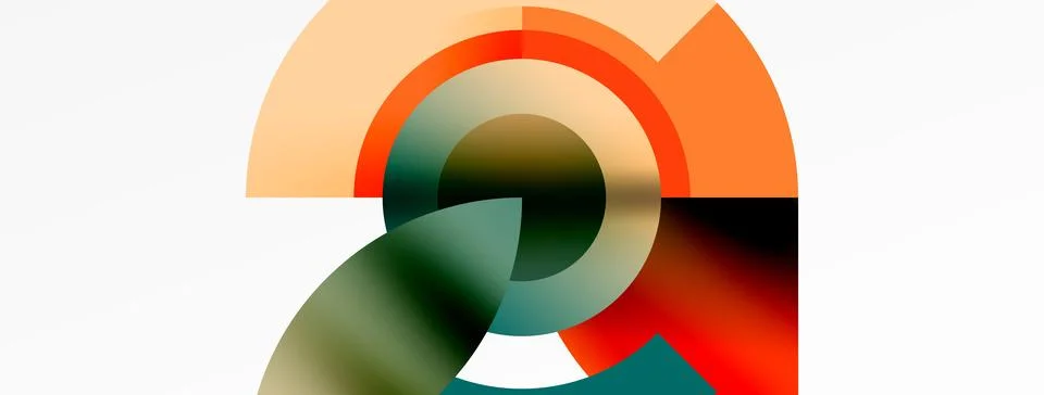 Round elements and circles geometric minimal composition background. Vector Illustrazione stock