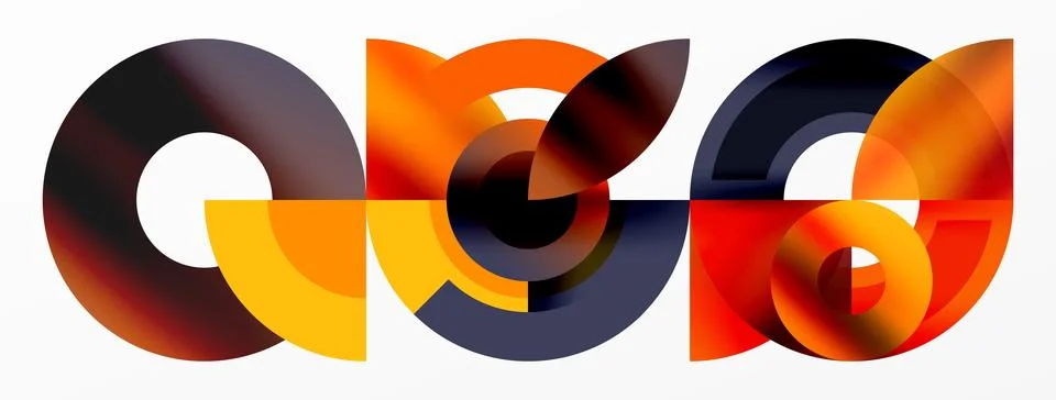 Round elements and circles geometric minimal composition background. Vector Illustrazione stock