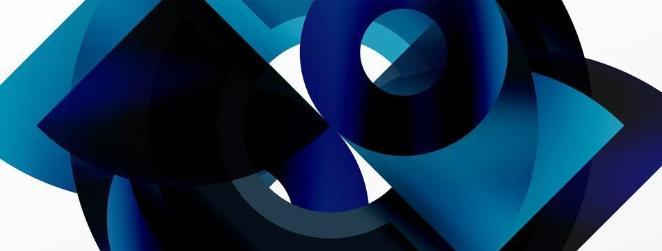 Round elements and circles geometric minimal composition background. Vector Illustrazione stock