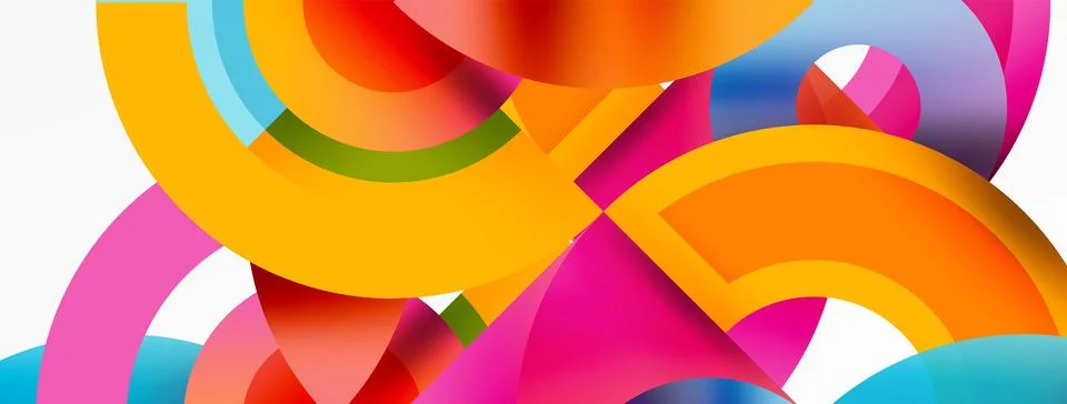 Round elements and circles geometric minimal composition background. Vector Illustrazione stock