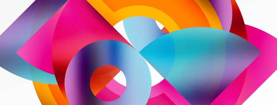 Round elements and circles geometric minimal composition background. Vector Stock Illustration