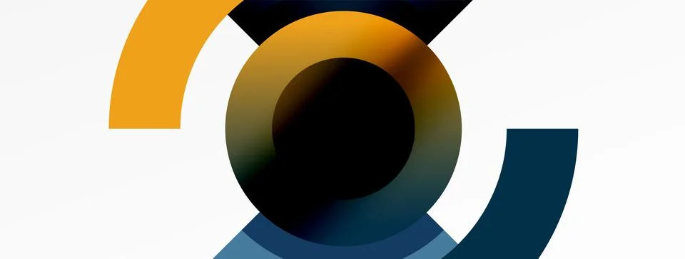 Round elements and circles geometric minimal composition background. Vector Illustrazione stock