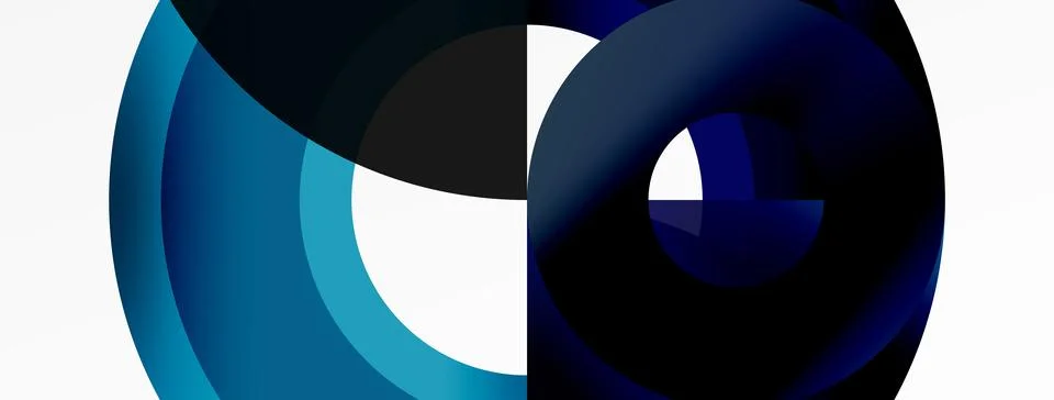 Round elements and circles geometric minimal composition background. Vector 스톡 일러스트