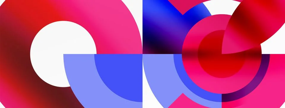 Round elements and circles geometric minimal composition background. Vector イラスト素材