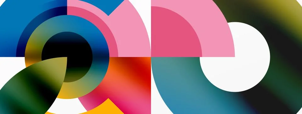 Round elements and circles geometric minimal composition background. Vector イラスト素材