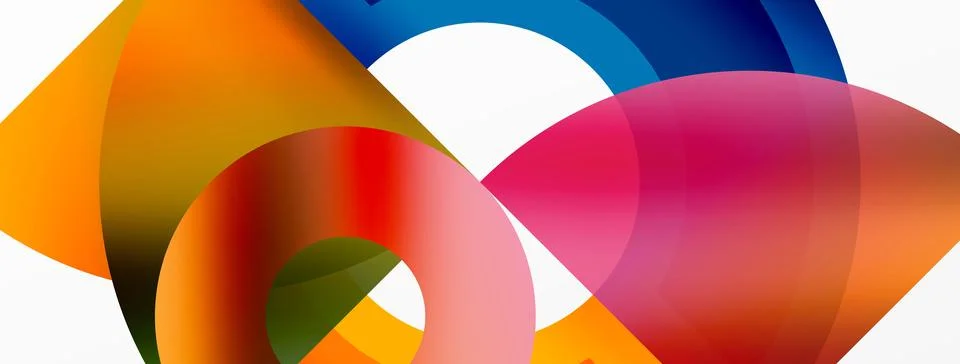 Round elements and circles geometric minimal composition background. Vector Stock Illustration