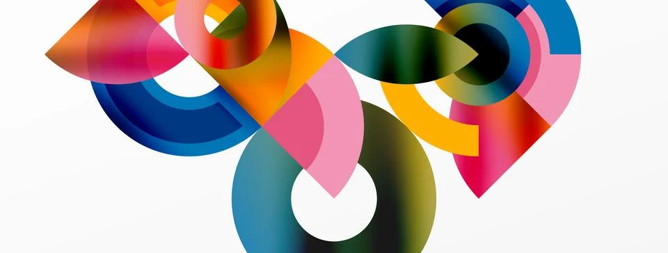 Round elements and circles geometric minimal composition background. Vector Stock Illustration