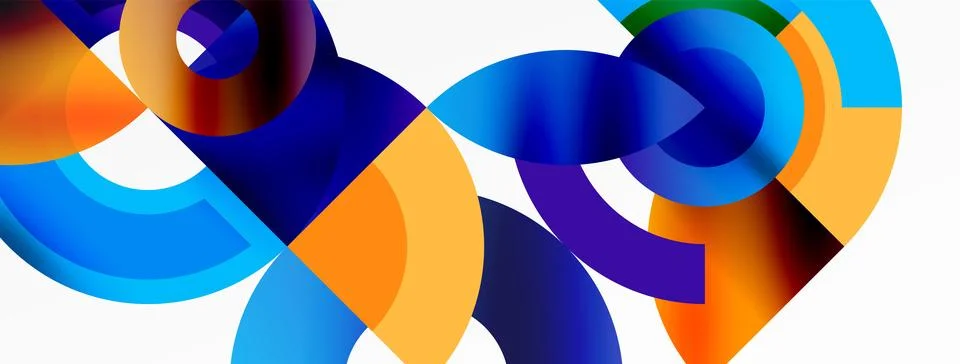 Round elements and circles geometric minimal composition background. Vector イラスト素材