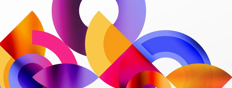 Round elements and circles geometric minimal composition background. Vector Stock Illustration