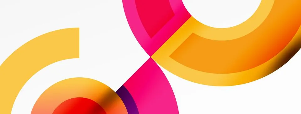 Round elements and circles geometric minimal composition background. Vector Illustrazione stock