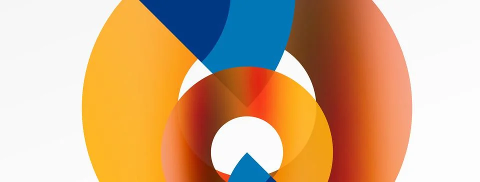 Round elements and circles geometric minimal composition background. Vector Illustrazione stock