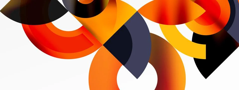 Round elements and circles geometric minimal composition background. Vector 스톡 일러스트