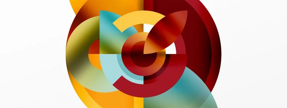 Round elements and circles geometric minimal composition background. Vector Stockillustratie