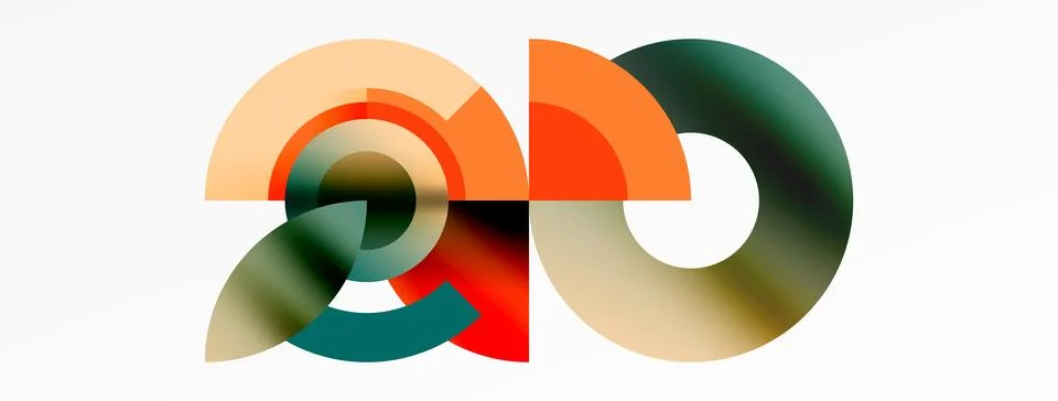 Round elements and circles geometric minimal composition background. Vector Illustrazione stock