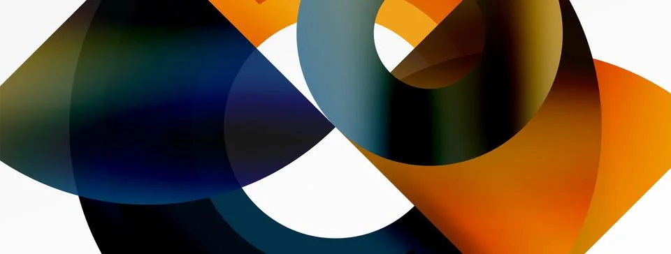 Round elements and circles geometric minimal composition background. Vector Stock Illustration