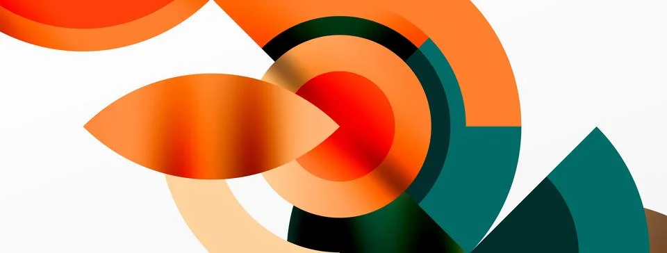 Round elements and circles geometric minimal composition background. Vector Illustrazione stock