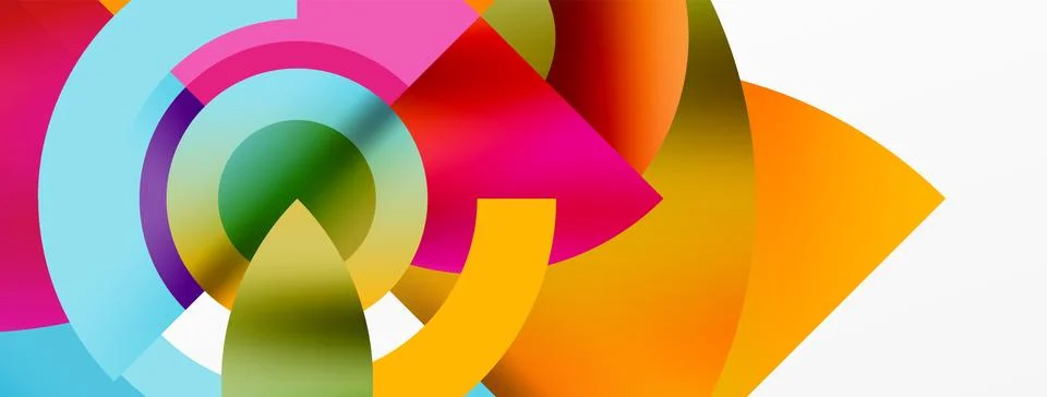 Round elements and circles geometric minimal composition background. Vector Stock Illustration