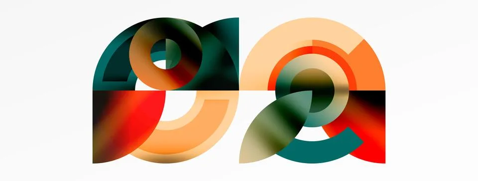 Round elements and circles geometric minimal composition background. Vector Stock Illustration