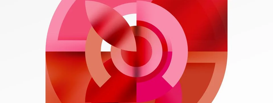 Round elements and circles geometric minimal composition background. Vector Illustrazione stock