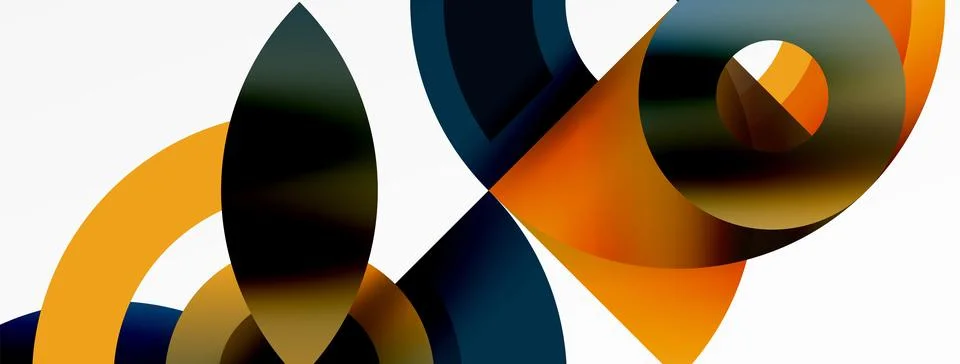 Round elements and circles geometric minimal composition background. Vector イラスト素材