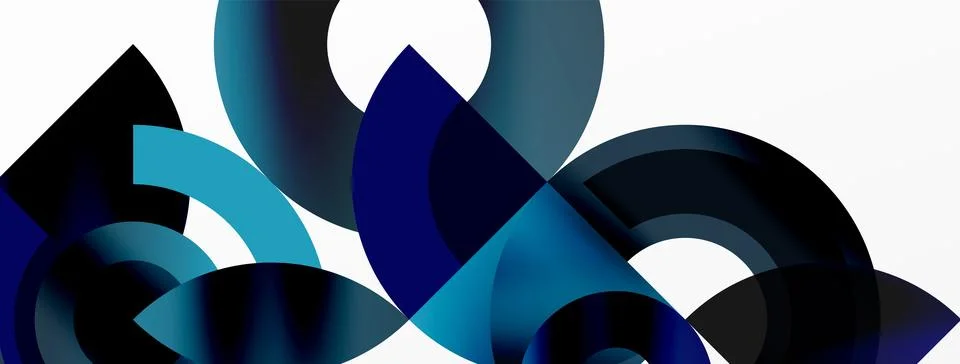 Round elements and circles geometric minimal composition background. Vector Illustrazione stock