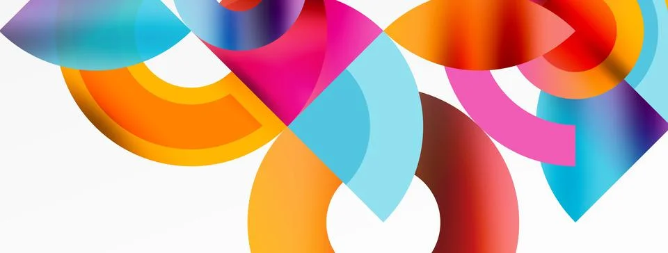 Round elements and circles geometric minimal composition background. Vector イラスト素材