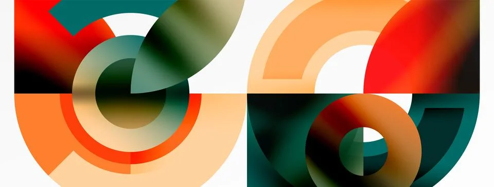 Round elements and circles geometric minimal composition background. Vector イラスト素材
