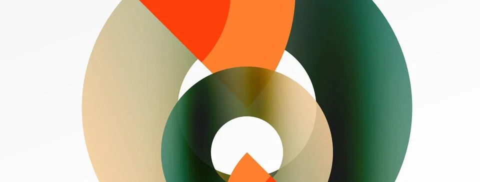 Round elements and circles geometric minimal composition background. Vector Illustrazione stock