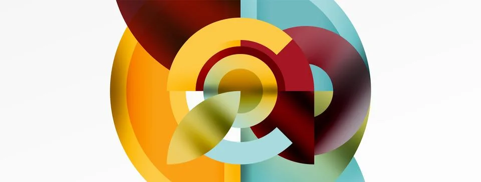 Round elements and circles geometric minimal composition background. Vector Stock Illustration