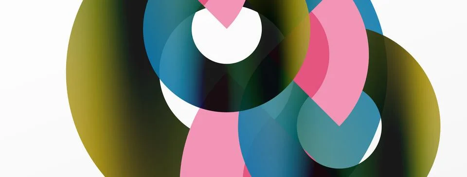 Round elements and circles geometric minimal composition background. Vector Stock Illustration