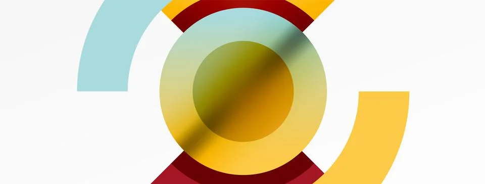 Round elements and circles geometric minimal composition background. Vector Illustrazione stock