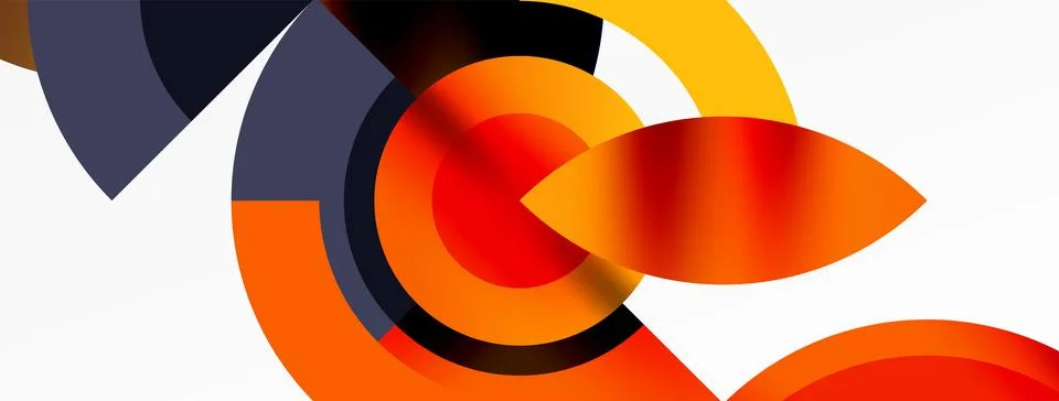 Round elements and circles geometric minimal composition background. Vector Illustrazione stock