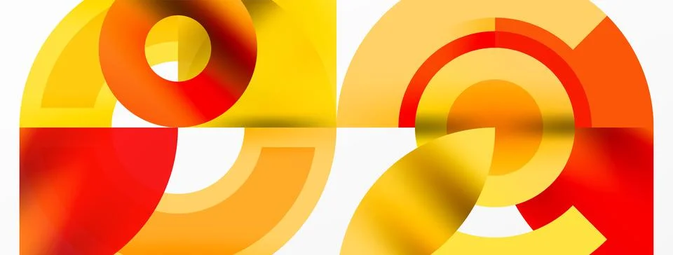 Round elements and circles geometric minimal composition background. Vector イラスト素材