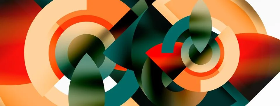 Round elements and circles geometric minimal composition background. Vector 스톡 일러스트