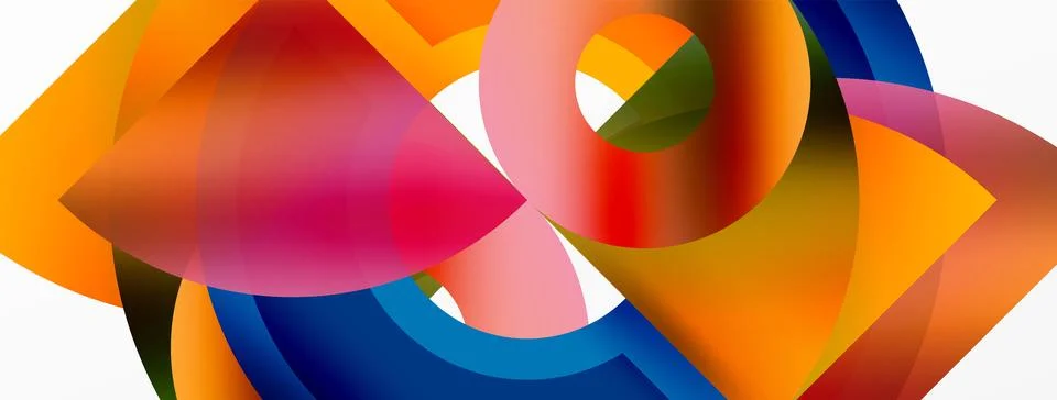 Round elements and circles geometric minimal composition background. Vector Illustrazione stock