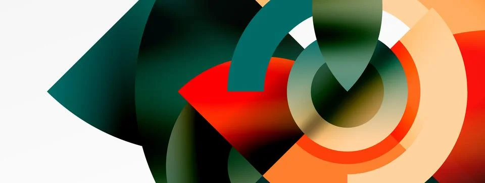 Round elements and circles geometric minimal composition background. Vector Stock Illustration