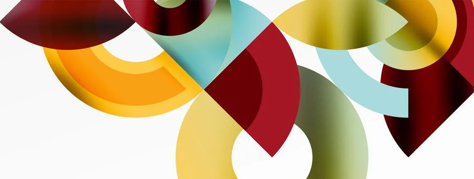Round elements and circles geometric minimal composition background. Vector Stock Illustration