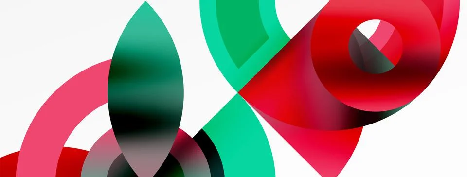 Round elements and circles geometric minimal composition background. Vector Illustrazione stock