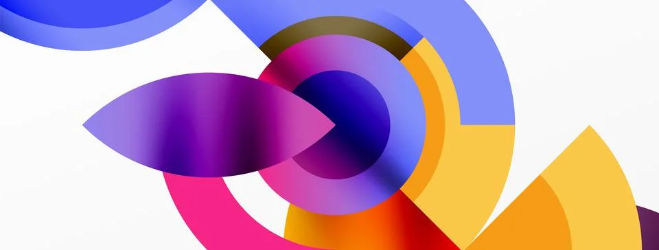 Round elements and circles geometric minimal composition background. Vector Stock Illustration