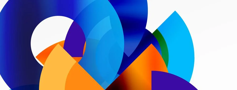 Round elements and circles geometric minimal composition background. Vector Stock Illustration