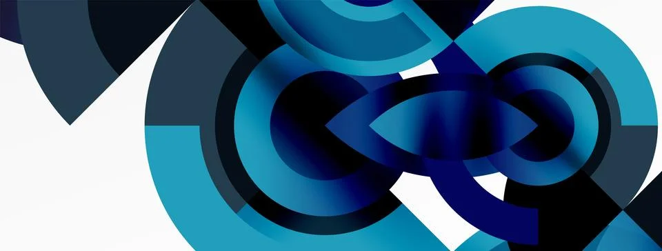 Round elements and circles geometric minimal composition background. Vector Illustrazione stock