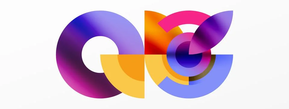 Round elements and circles geometric minimal composition background. Vector Illustrazione stock