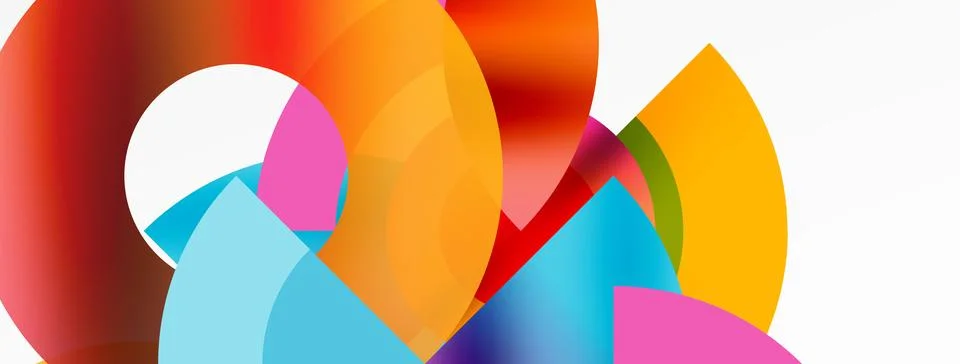 Round elements and circles geometric minimal composition background. Vector Illustrazione stock