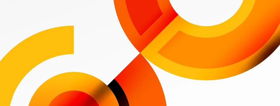 Round elements and circles geometric minimal composition background. Vector Illustrazione stock